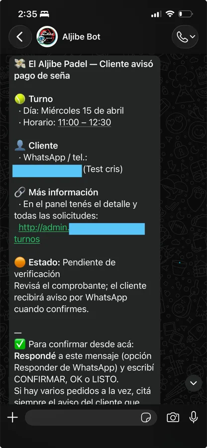 El club recibe el aviso de pago